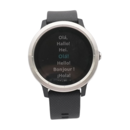 30mm Vivoactive 3 Silver Smartwatch Black Band S/M