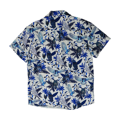 Blue Graphic Short Sleeve Button Down