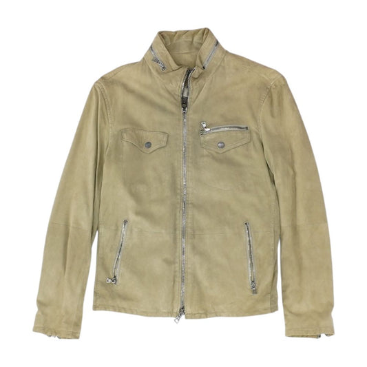 Beige Solid Goat Suede Jacket