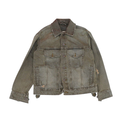 Brown Solid Denim Jacket