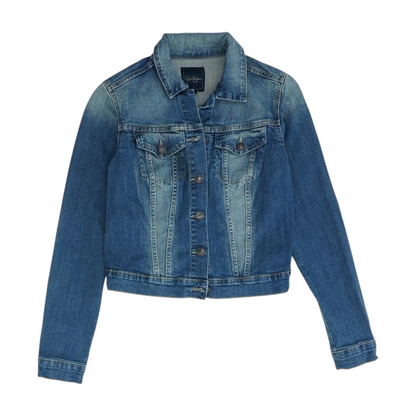 Blue Solid Denim Jacket