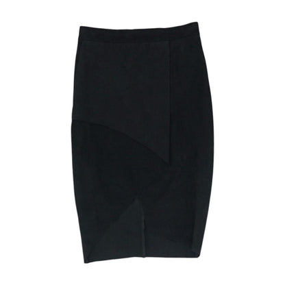 Black Solid Midi Skirt