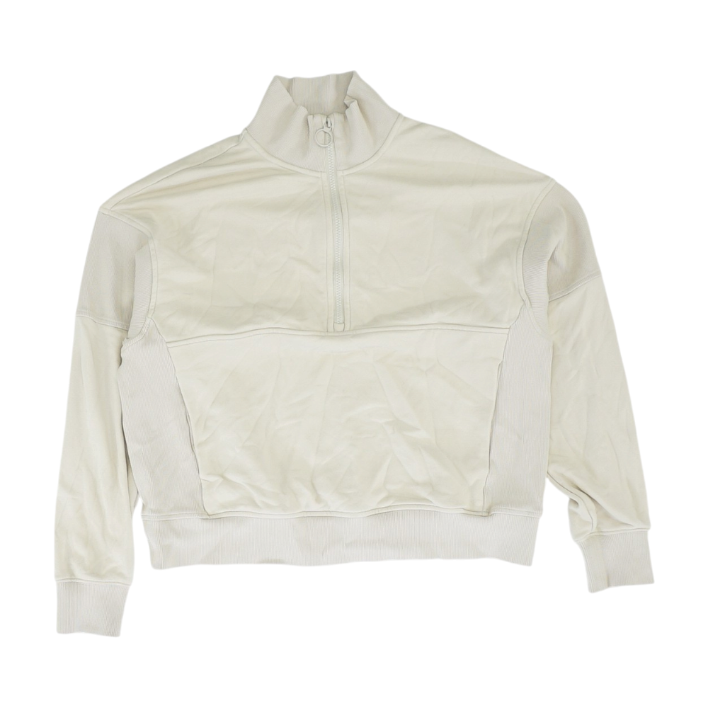 Beige Solid 1/4 Zip Pullover