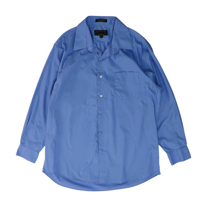 Blue Solid Long Sleeve Button Down
