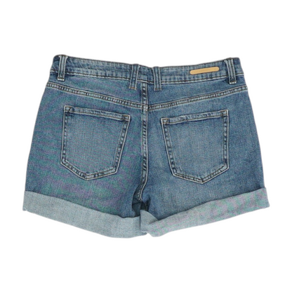 Blue Solid Denim Shorts