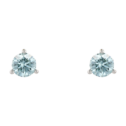 10K White Gold Blue Stone Stud Earrings