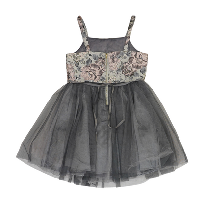 Gray Floral Formal Dress