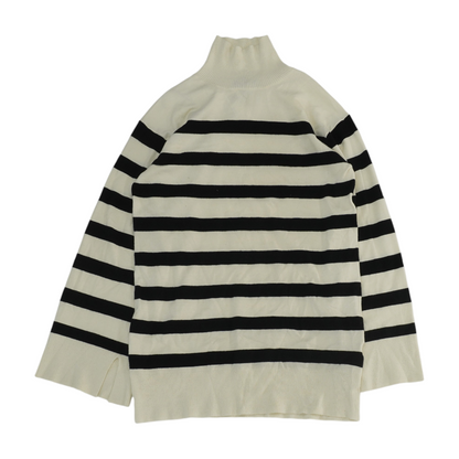 Cream Striped Pullover Sweater