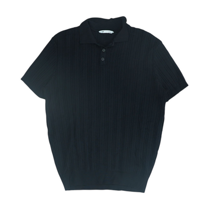 Black Solid Short Sleeve Polo