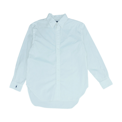 White Solid Long Sleeve Button Down