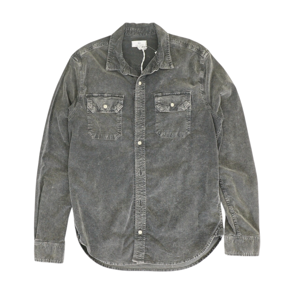 Gray Solid Long Sleeve Button Down