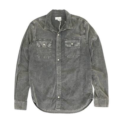 Gray Solid Long Sleeve Button Down