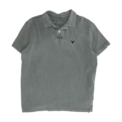 Gray Solid Short Sleeve Polo