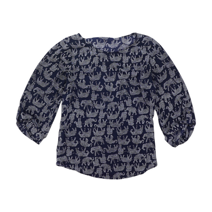 Navy Print Blouse