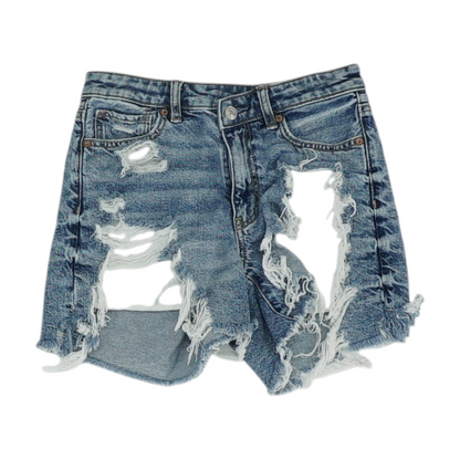 Blue Solid Denim Shorts