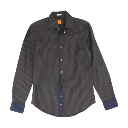 Brown Striped Long Sleeve Button Down