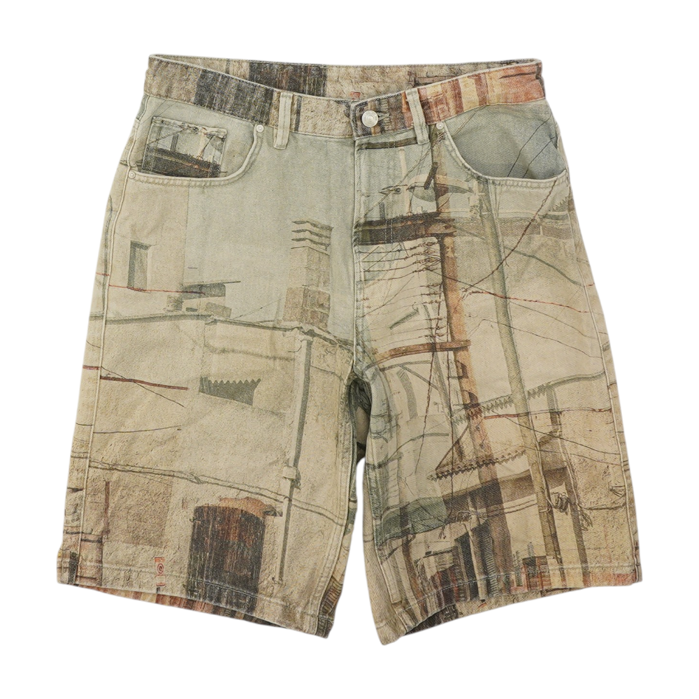Multi Graphic Denim Shorts