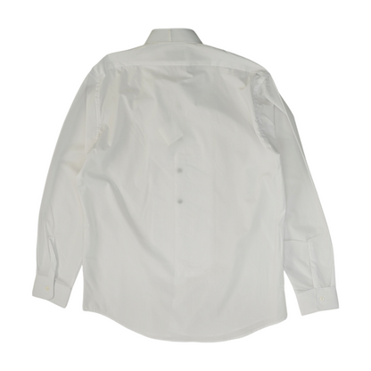 White Solid Tuxedo Button Down