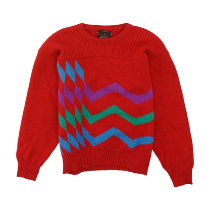 Vintage Red Abstract Pullover Sweater