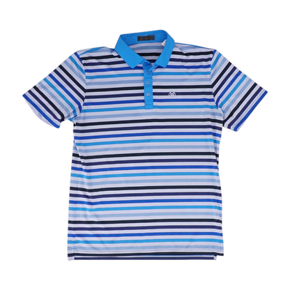 Blue Striped Short Sleeve Polo
