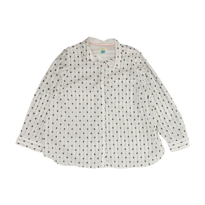 White Plus Print Button Down