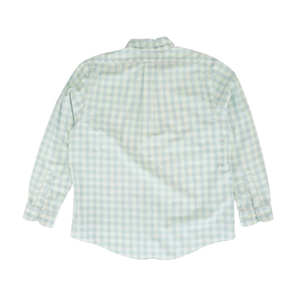 Green Plaid Long Sleeve Button Down