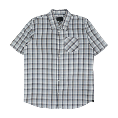 Gray Plaid Short Sleeve Button Down