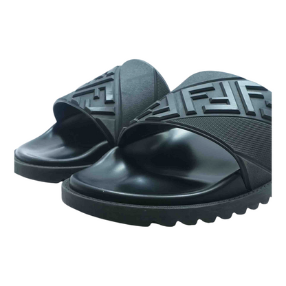 Fendi Black 7X1377 Rubber Slides – Image 11