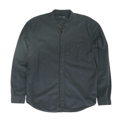 Black Solid Long Sleeve Button Down