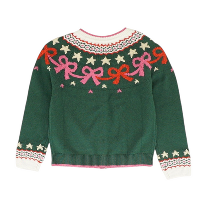 Green Graphic Cardigan Sweater