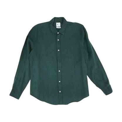 Green Solid Long Sleeve Button Down