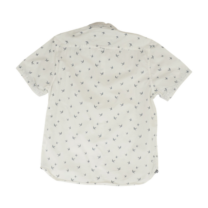White Print Short Sleeve Button Down