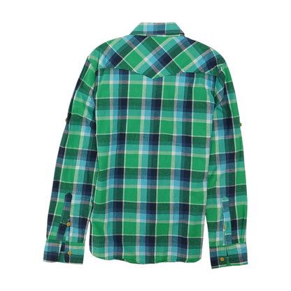 Green Plaid Long Sleeve Button Down