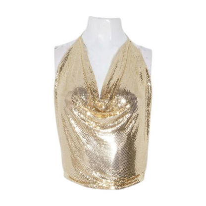 Vintage 1970's-1980's Gold Mesh Halter Top