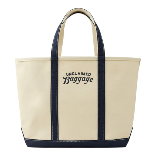 L.L Bean Boat and Tote Large Bag with Blue Trim and Unclaimed Baggage Logo Embroidery