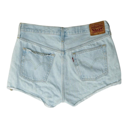 Blue Solid Denim Shorts