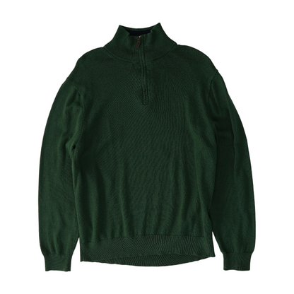 Green Solid 1/4 Zip Sweater