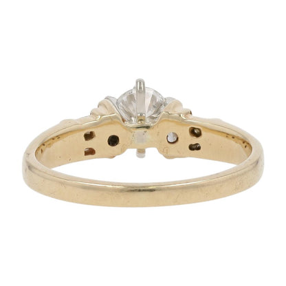1/2 Ct 14K Gold Round Diamond Center And Accented Shank Engagement Ring