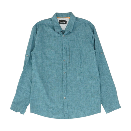 Teal Solid Long Sleeve Button Down
