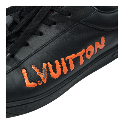 Luxembourg Samothrace Sneaker in Black Leather and Orange Logo