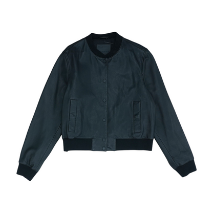 Black Solid Leather Jacket