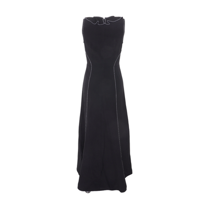 Black Ruffle Front Midi Dress