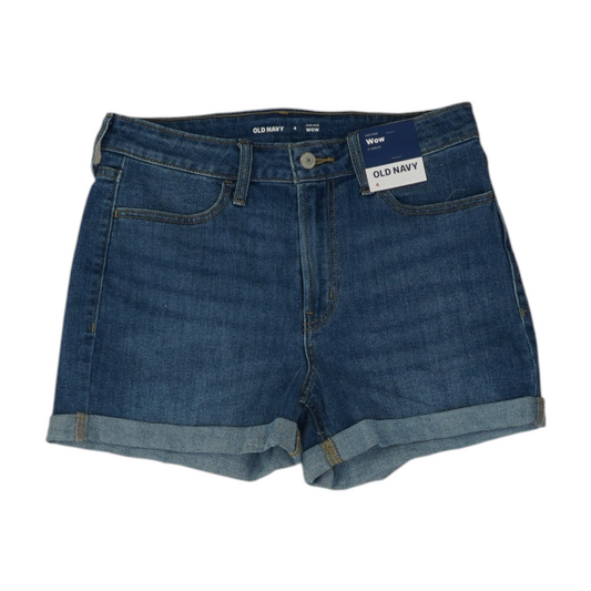 Blue Solid Denim Shorts
