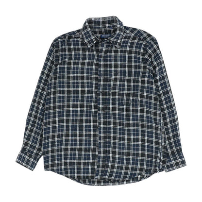 Navy Plaid Flannel Button Down