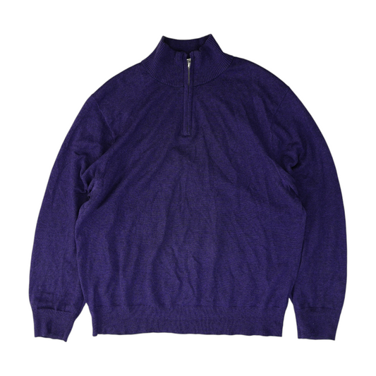 Purple Striped 1/4 Zip Sweater