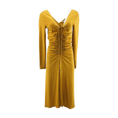 Gold Solid Maxi Dress