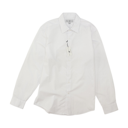 White Solid Long Sleeve Button Down
