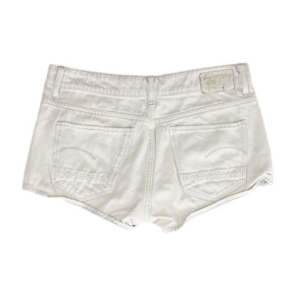 White Solid Denim Shorts