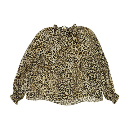 Brown Animal Print Long Sleeve Blouse