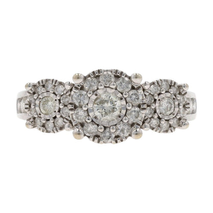 1 1/2 Ct 14K White Gold Halo And Illusion Set Diamond Engagement Ring